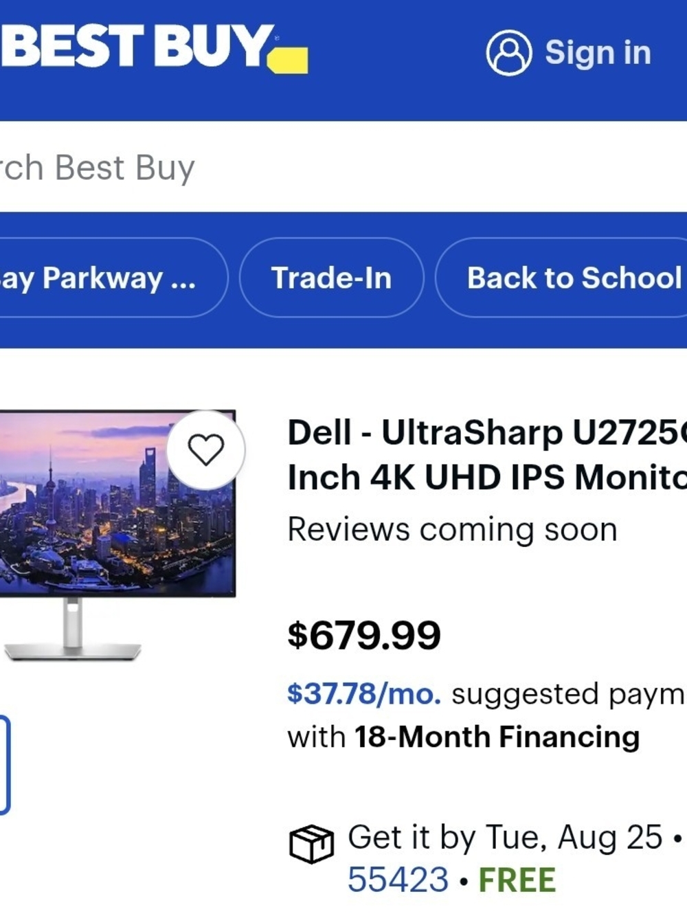 Dell UltraSharp U2725Q 27-Inch 4K UHD IPS Monitor - Silver/Black